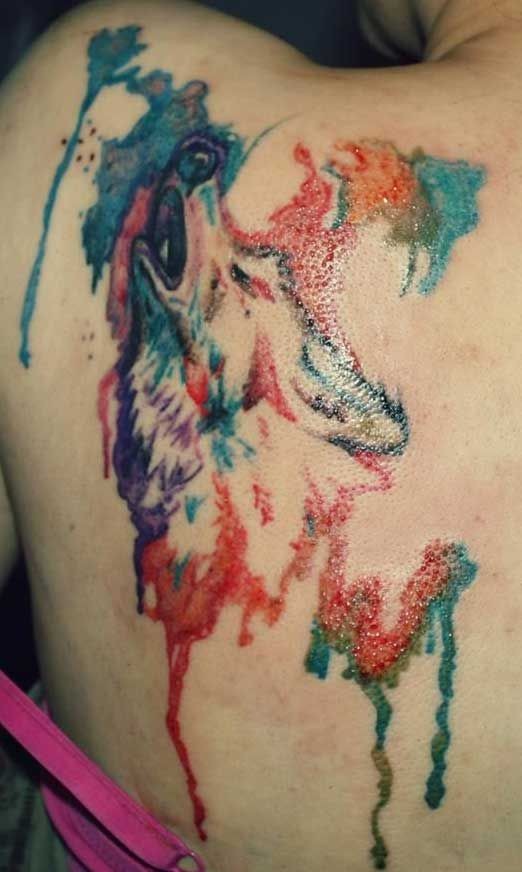 watercolor howling wolf tattoo tattooimages biz watercolor howling wolf tattoo tattooimages biz